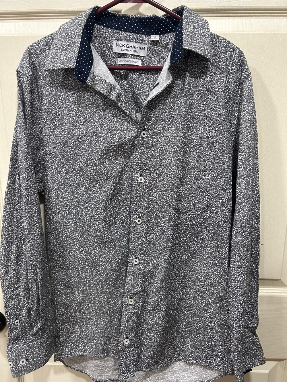 Nick Graham Men's Navy Micro-Print Button-Down Shirt
